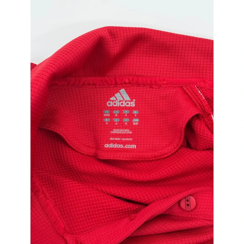 Adidas‎ Mens Climalite Polo Shirt Red White Short Sleeve Athletic Golf Size M